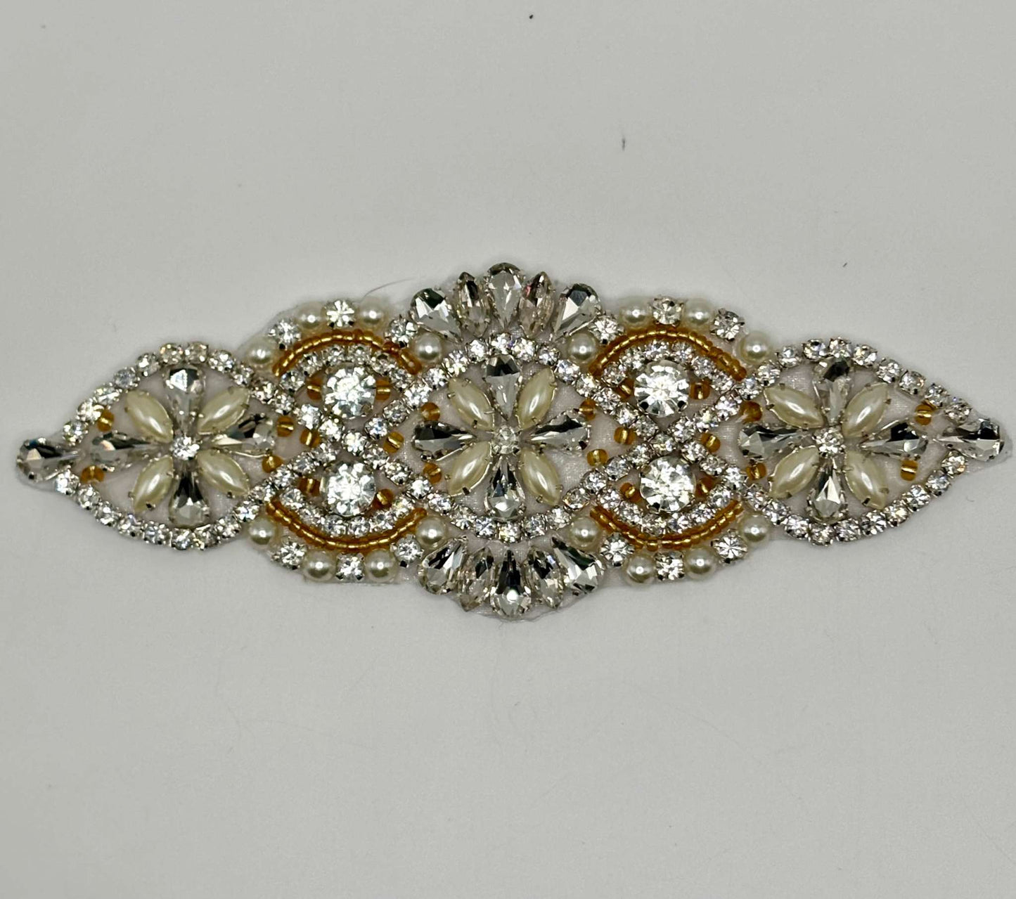 Petite Victorian small rhinestone and pearl bridal accent, handmade design.