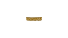 Gold beaded looped fringe trim with handmade craftsmanship, perfect for bridal and evening wear embellishments.