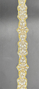 Emma's Yardage handmade rhinestone trim with intricate design and colorful accents.