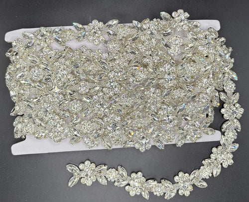 Elegant Taylor Yardage on Chain Back with rhinestones on flexible metal chain, versatile for fashion and decor.