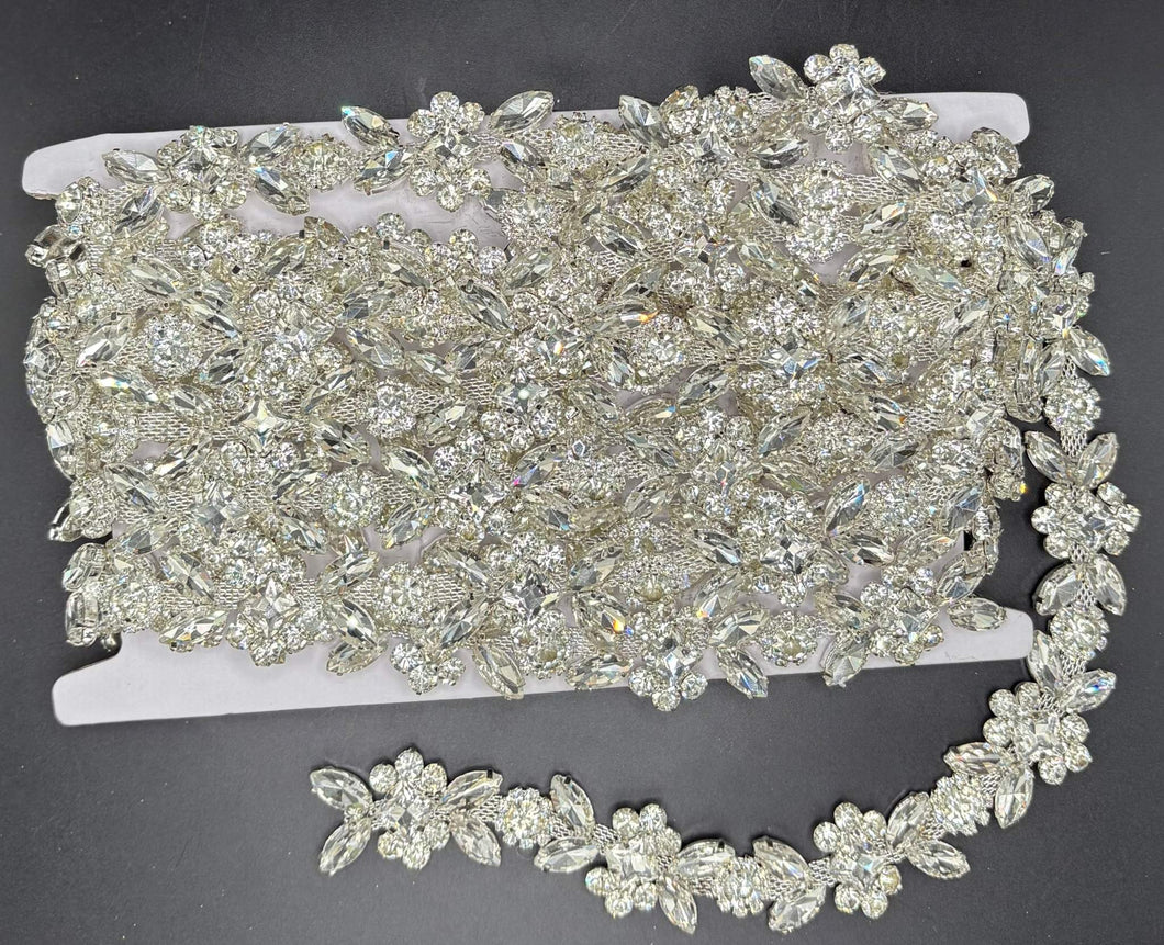 Elegant Taylor Yardage on Chain Back with rhinestones on flexible metal chain, versatile for fashion and decor.