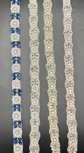 Natalie's Yardage with rhinestones and pearls in various colors.