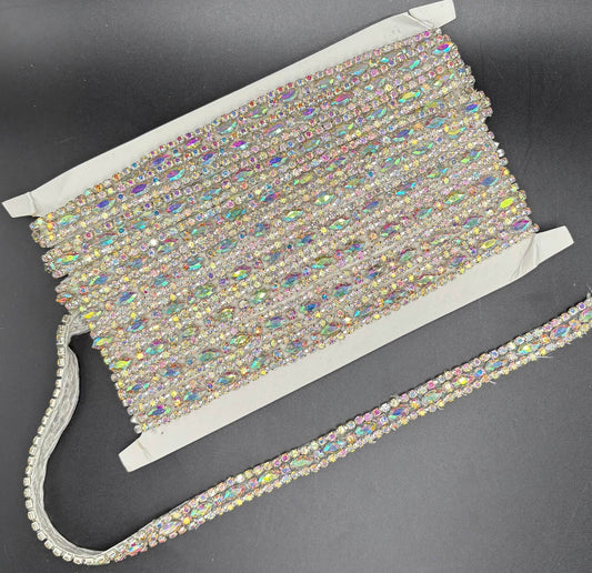 Alyssa Rhinestone Yardage, 1/4" wide, handcrafted with shimmering stones.