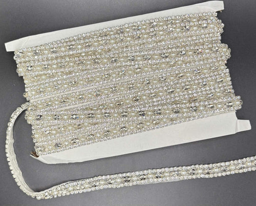 Alyssa Rhinestone and Pearl Yardage, 1/4