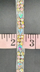 Simply Stunning Rhinestone Yardage, 3/8" wide, vibrant multicolor rhinestones, ideal for embellishments.