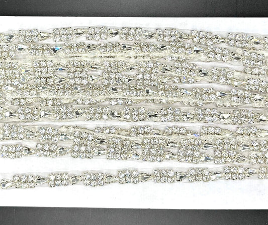 Simply Stunning Yardage rhinestone trim with sparkling stones in various colors, ideal for embellishments.