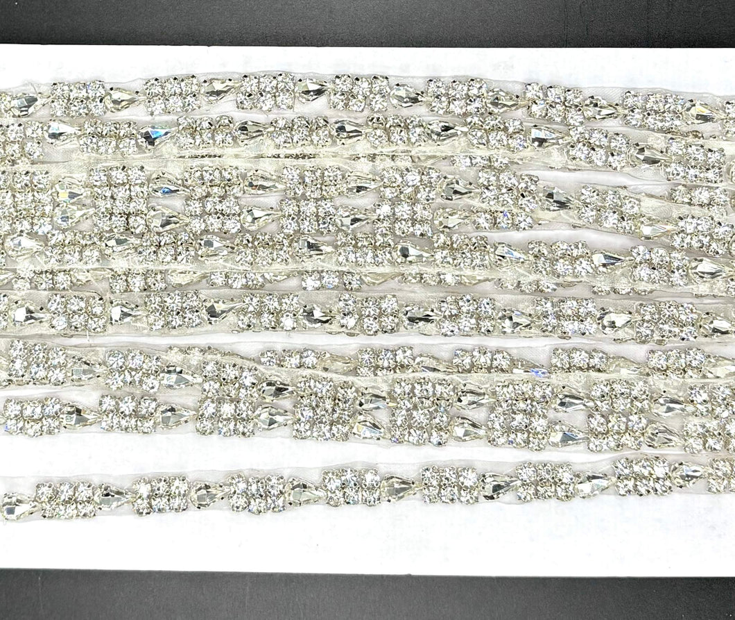 Simply Stunning Yardage rhinestone trim with sparkling stones in various colors, ideal for embellishments.