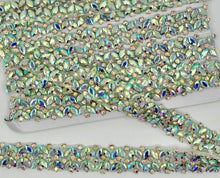Handmade Rhinestone trim Yardage approximately 7/8 inch wide, featuring intricate, colorful stones.