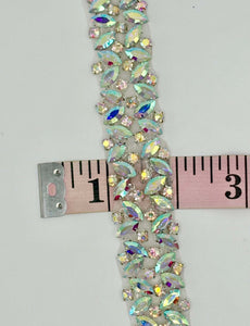 "Adele's" Rhinestone trim Yardage, handmade, approximately 7/8 inch width.
