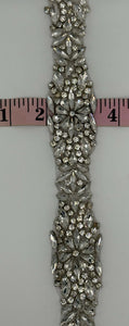 Marquee Rhinestone Yardage 1 3/8" wide, featuring clear rhinestones in an elegant marquee pattern.
