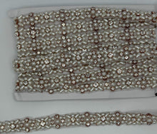 "Hailey" Rhinestone and Pearl Yardage on silver setting, handmade decoration.