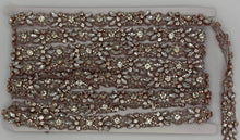 Clear rhinestones and glass beads trim with silver and rose gold setting on "Mia's" Yardage.