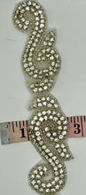 Rhinestone Scroll Yardage with clear crystals on scroll design, available in 1 1/2" width.