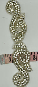 Rhinestone Scroll Yardage with clear crystals on scroll design, available in 1 1/2" width.