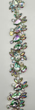 Rhinestone yardage "Evening in Paris" in AB on a silver chain, approximately 1 3/4 inches wide.