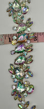 "Evening in Paris" rhinestone yardage on silver chain, AB finish, 1 3/4" width.
