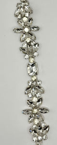 Grandiose Rhinestone Yardage with chain back, 1 1/4" wide, elegant trim.