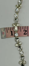 "Cynthia" Rhinestone Yardage on silver chain, approximately 1/2 inch wide.