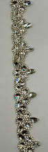 Zaza Rhinestone Cluster yardage with clear crystal rhinestones, 1 1/2 inches wide, handmade decorative trim.