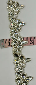 Zaza Rhinestone Cluster Yardage with clear crystal rhinestones, handcrafted trim approximately 1 1/2 inches wide.