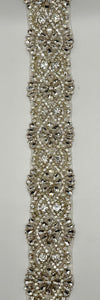 "Victorian" yardage Rhinestones Beads and Pearls Trim, 2" wide.