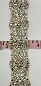 Victorian yardage, 2-inch wide Rhinestones Beads and Pearls Trim
