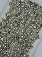 Rapuzel Yardage clear rhinestone and silver bead trim, 2 3/4" wide.