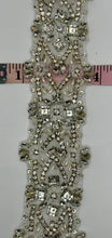 "Rapuzel" Yardage 2 3/4" wide clear rhinestone with silver back and beads.
