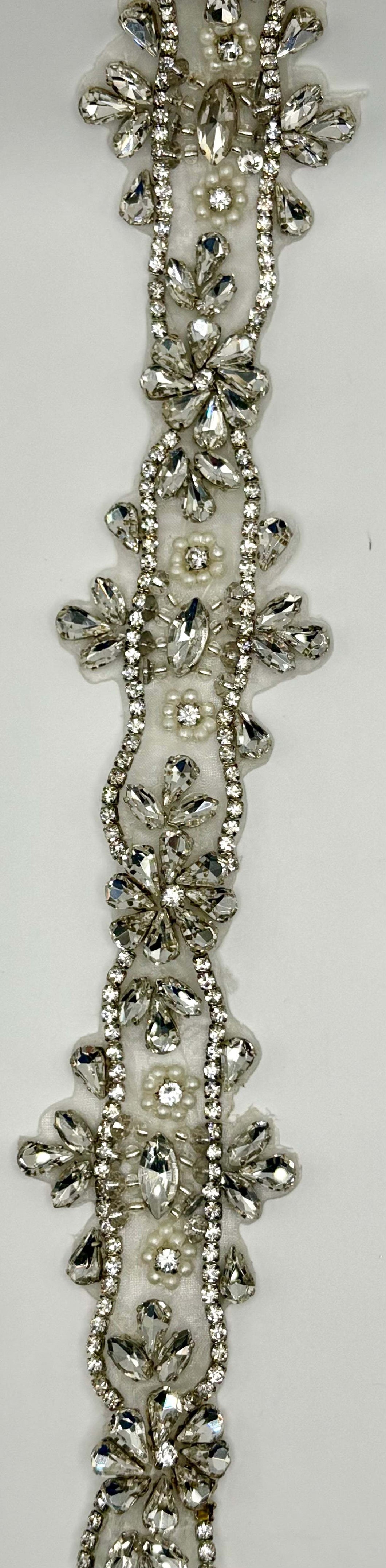 Clear Rhinestone and Pearls Trim, 
