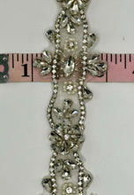 Clear rhinestone and pearltrim, 2 inches wide, "Elsa" Yardage.