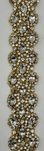Jasmine Rhinestone Yardage, 1 3/4" wide, handmade trim with sparkling rhinestones, elegant for bridal and decor accents.