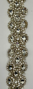 Jasmine Rhinestone Yardage, handmade trim, 1 3/4 inches wide, sparkling embellishment.