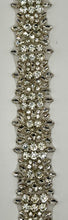 "Tiana" Rhinestone Yardage, handmade, approximately 1.5 inches wide, sparkling design.
