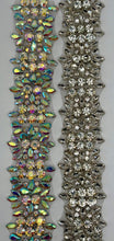 "Tiana" Rhinestone Yardage, handmade, 1.5-inch wide decorative trim.