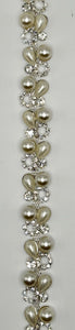 Bayley's rhinestone and pearl trim yardage strip, handmade 5/8" wide.
