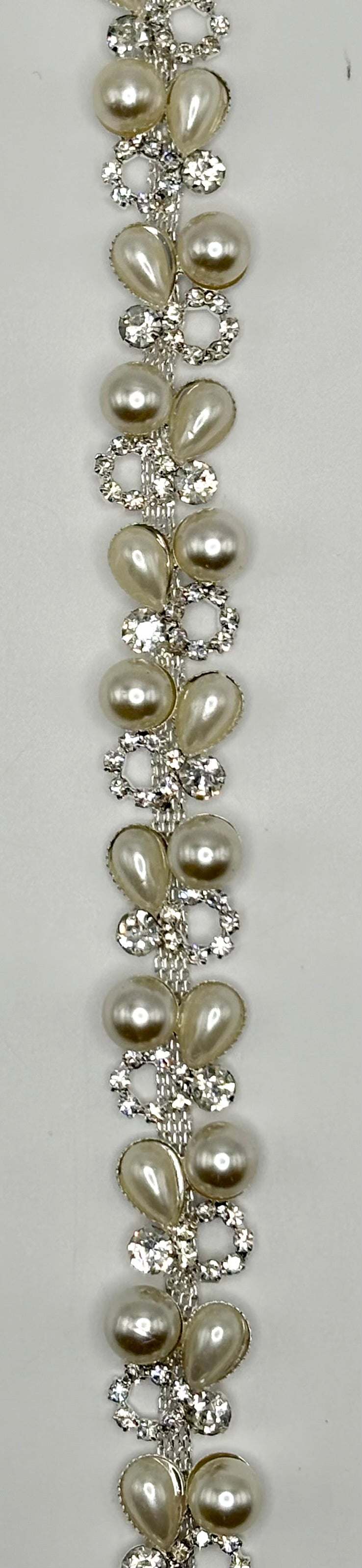 Bayley's rhinestone and pearl trim yardage strip, handmade 5/8