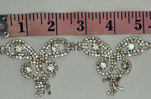 La Bella handmade clear crystal rhinestone yardage, approximately 2 inches wide.