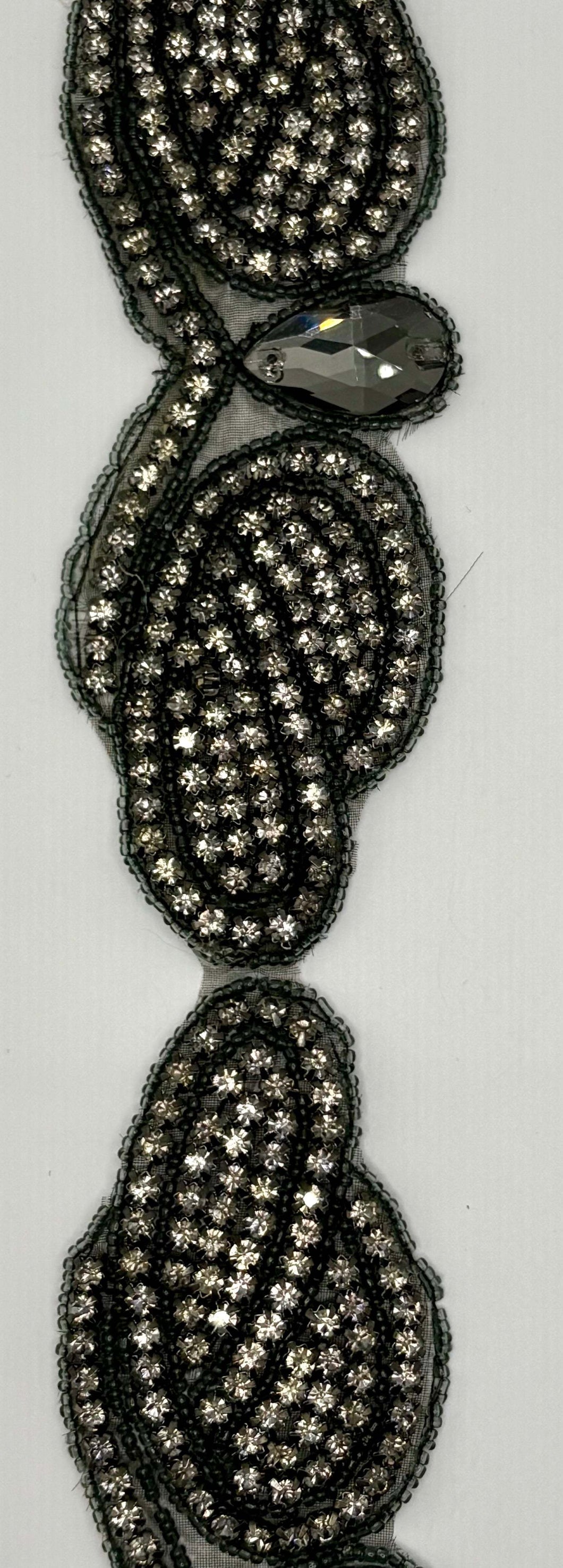 Romance Yardage, 2.5-inch wide rhinestone trim detail.