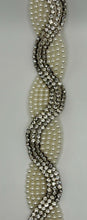 Handmade rhinestone yardage with glass beads, 3/4 inch wide trim.