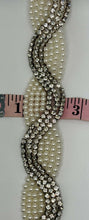 Handmade Rhinestone Yardage with glass beads, approx. 3/4 inch wide, sparkling trim.