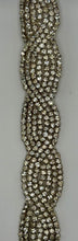 Handmade Rhinestone Yardage with glass beads, 3/4" wide, elegant embellishment.