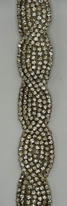 Handmade Rhinestone Yardage with glass beads, 3/4" wide, elegant embellishment.