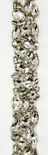 Handmade rhinestone multi-stone yardage, 1-inch wide, various colors, perfect for embellishments.