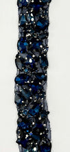 Handmade multi stone yardage featuring multi-colored rhinestones, 1 inch wide.