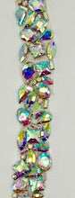 Handmade multi-stone yardage with colorful rhinestones, 1 inch wide.