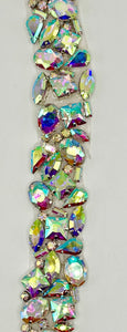 Handmade multi-stone yardage with colorful rhinestones, 1 inch wide.
