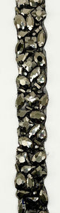 Handmade rhinestone multi-stone yardage in various colors, 1-inch wide trim.
