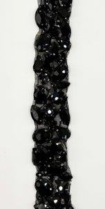 Handmade 1" wide multi-colored rhinestone yardage trim for versatile embellishing.