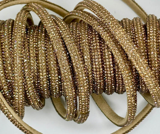6MM Half Round Rhinestone Rope displaying sparkling trim and half-round design.