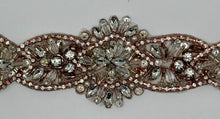 Lacey Rhinestone Bridal Belt with rhinestones, pearls, and glass beads.